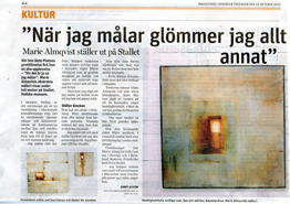 Artikel om Marie Almqvist i Mariestads-Tidningen, 2010